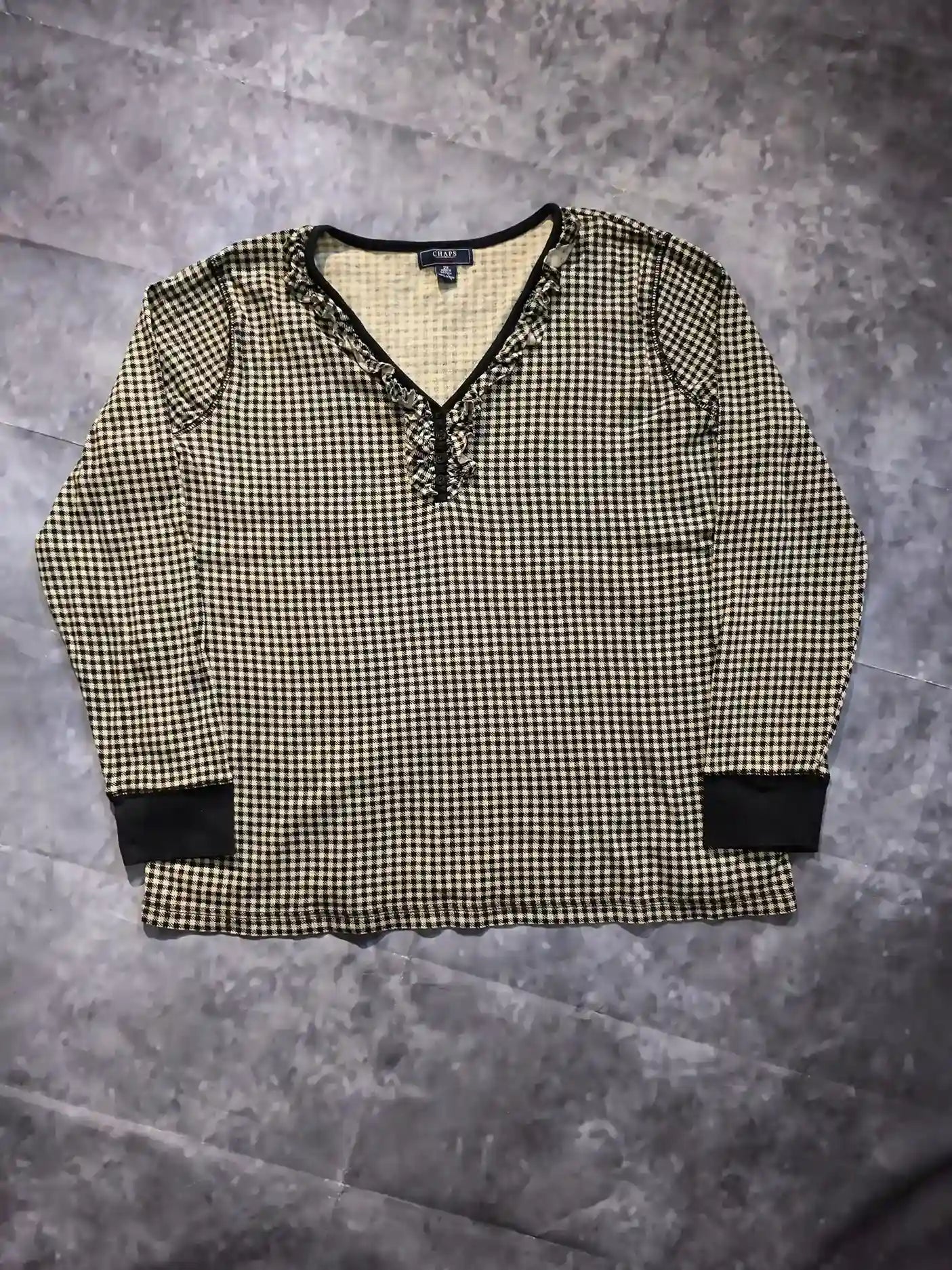 Chaps Kockás Gombos Felső - Fekete/Fehér (Női/XXL)