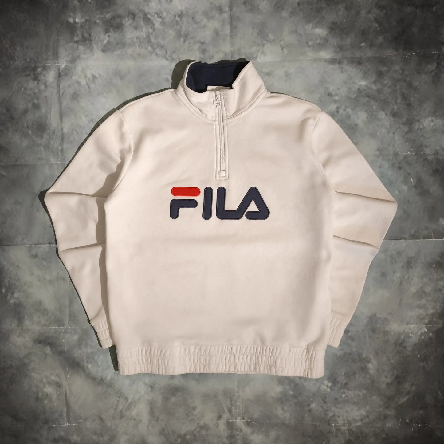 Vintage Fila Félcipzáras Pulóver Sweatshirt - Fehér (Férfi/S)