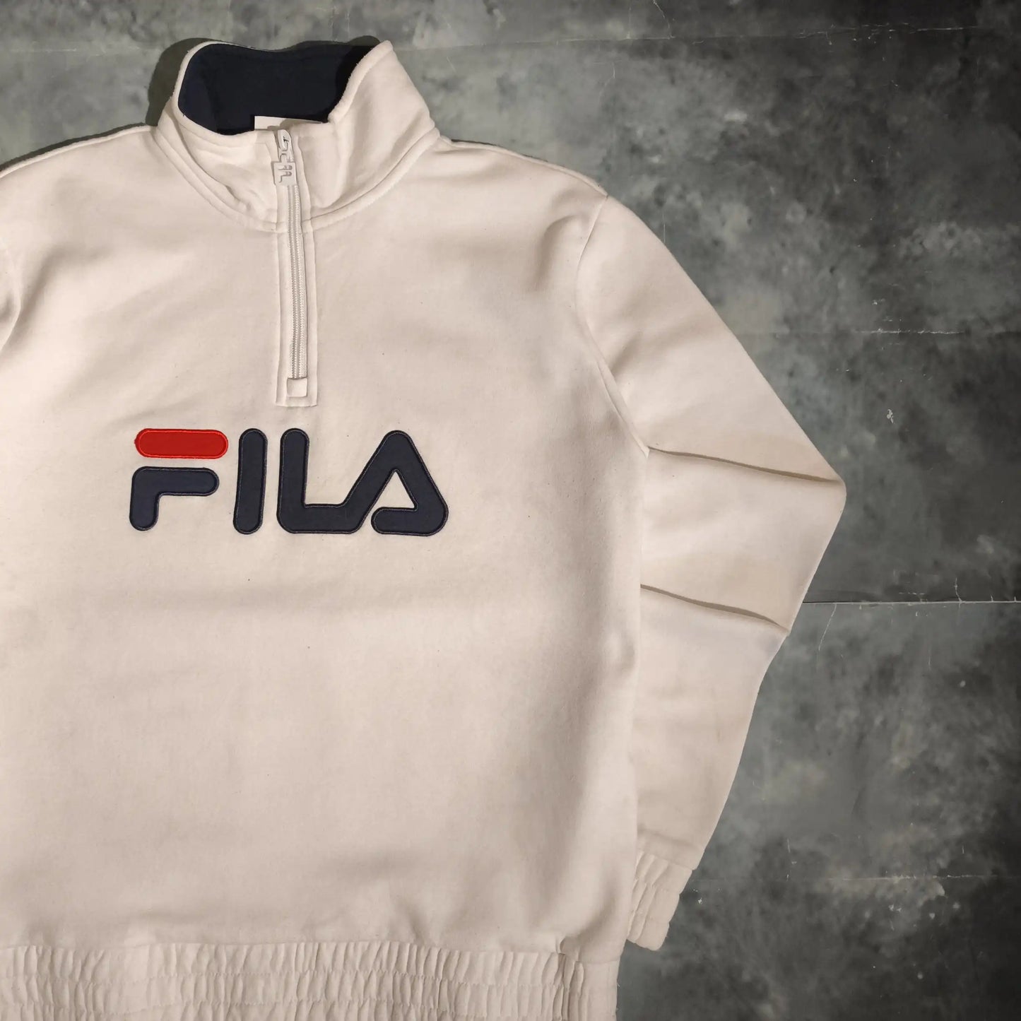 Vintage Fila Félcipzáras Pulóver Sweatshirt - Fehér (Férfi/S)