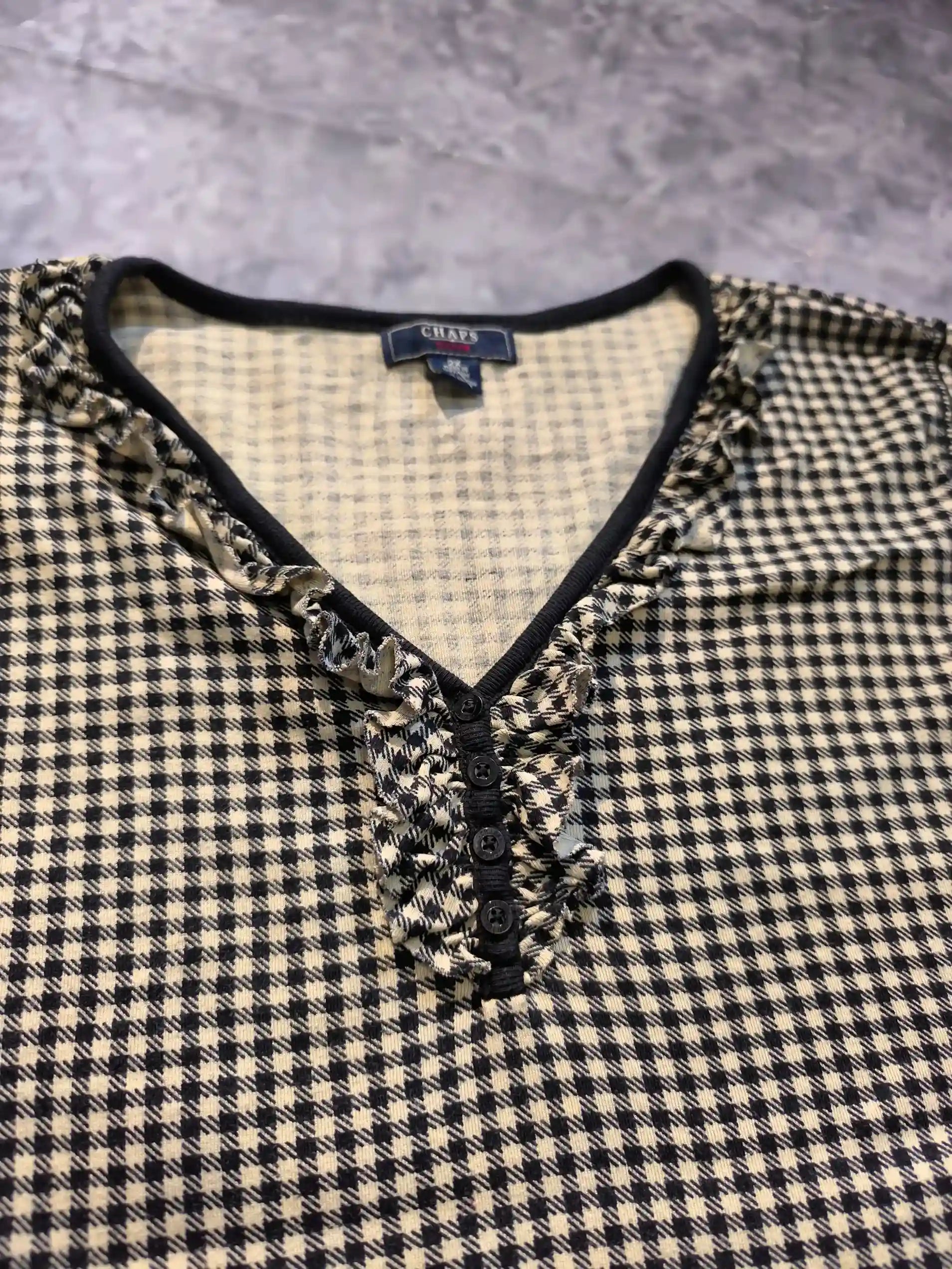 Chaps Kockás Gombos Felső - Fekete/Fehér (Női/XXL)