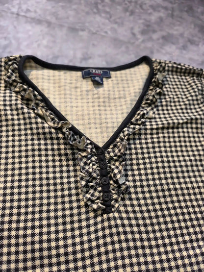 Chaps Kockás Gombos Felső - Fekete/Fehér (Női/XXL)