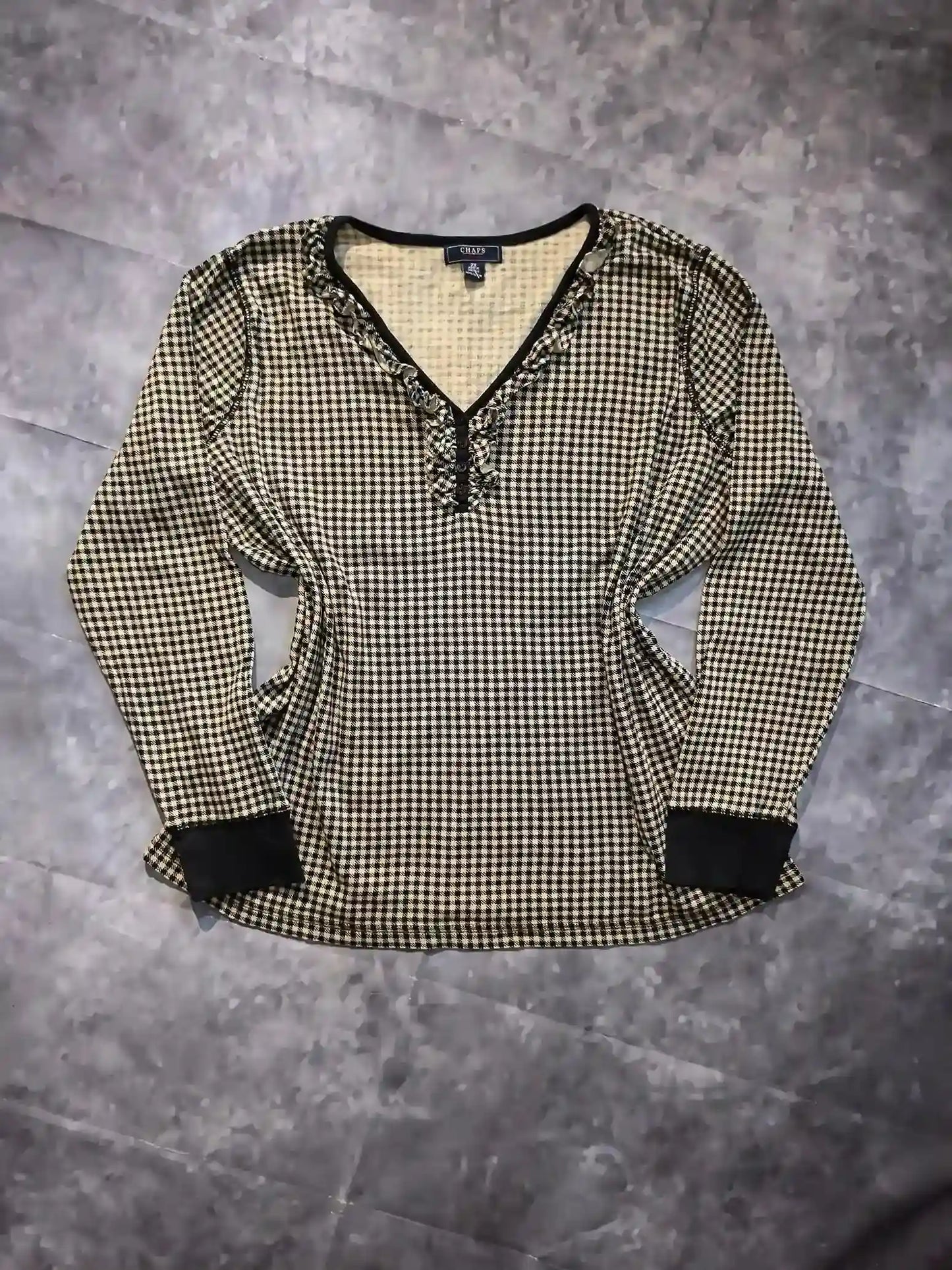 Chaps Kockás Gombos Felső - Fekete/Fehér (Női/XXL)