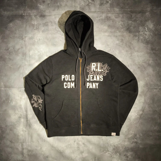 Ralph Lauren Vintage Cipzáras Kapucnis Pulóver Hoodie - Fekete (Férfi/M)
