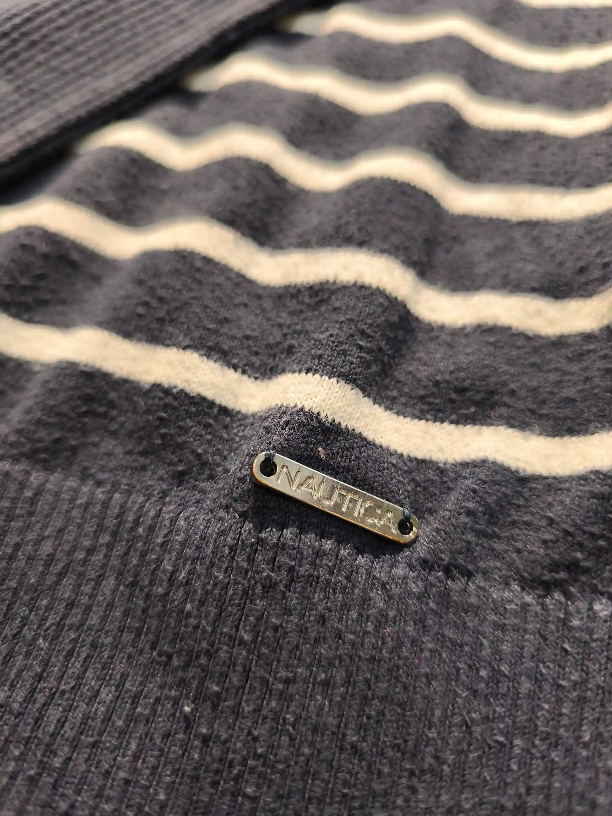Nautica Csíkos Pulóver – Sötétkék/Fehér (Női/L-XL)
