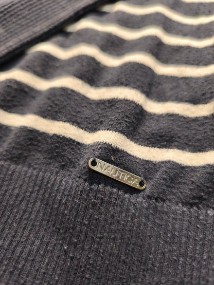 Nautica Csíkos Pulóver – Sötétkék/Fehér (Női/L-XL)