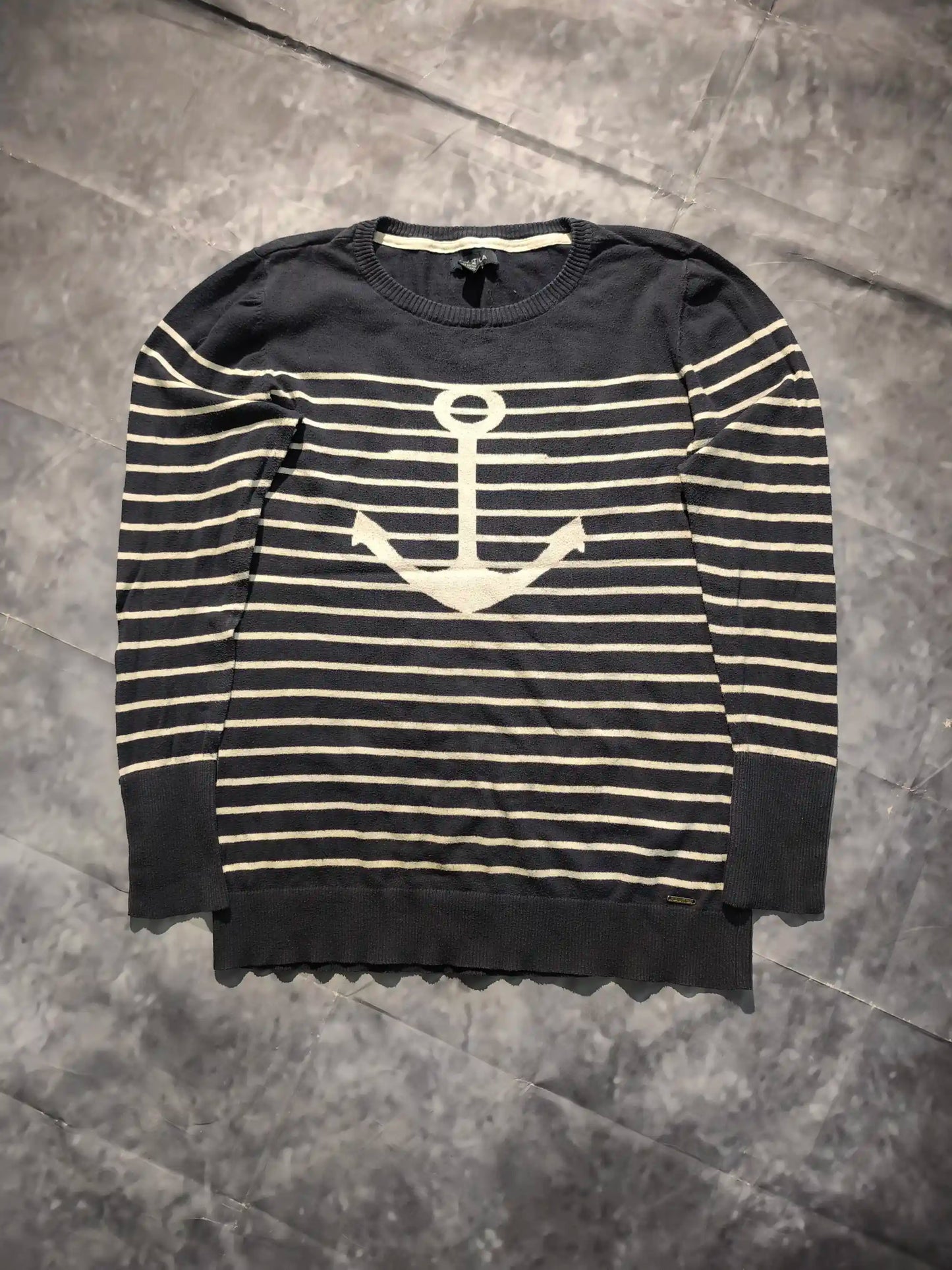 Nautica Csíkos Pulóver – Sötétkék/Fehér (Női/L-XL)