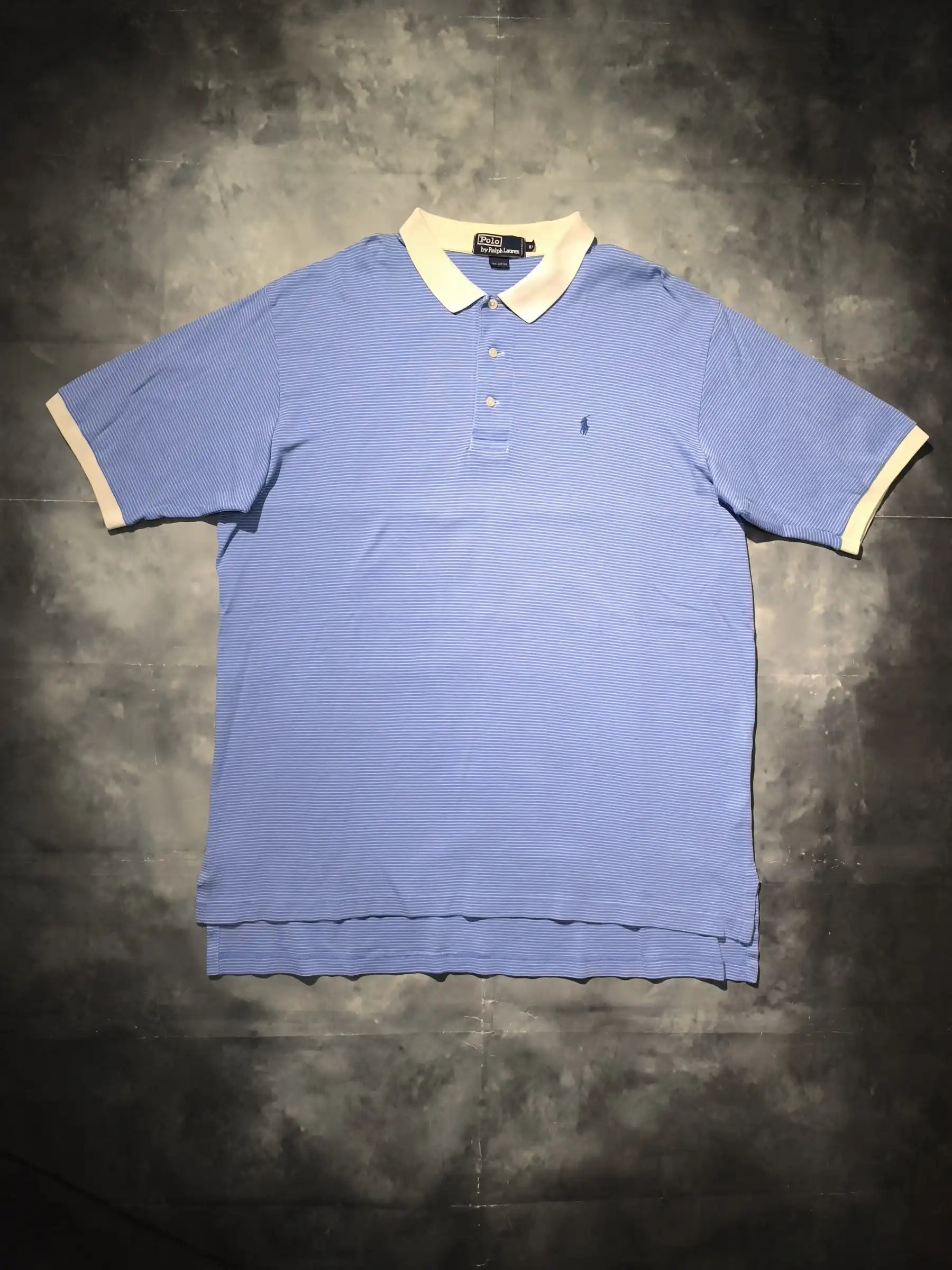 Ralph Lauren Csíkos Galléros Póló - Kék (Férfi/XL)