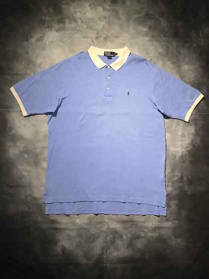 Ralph Lauren Csíkos Galléros Póló - Kék (Férfi/XL)