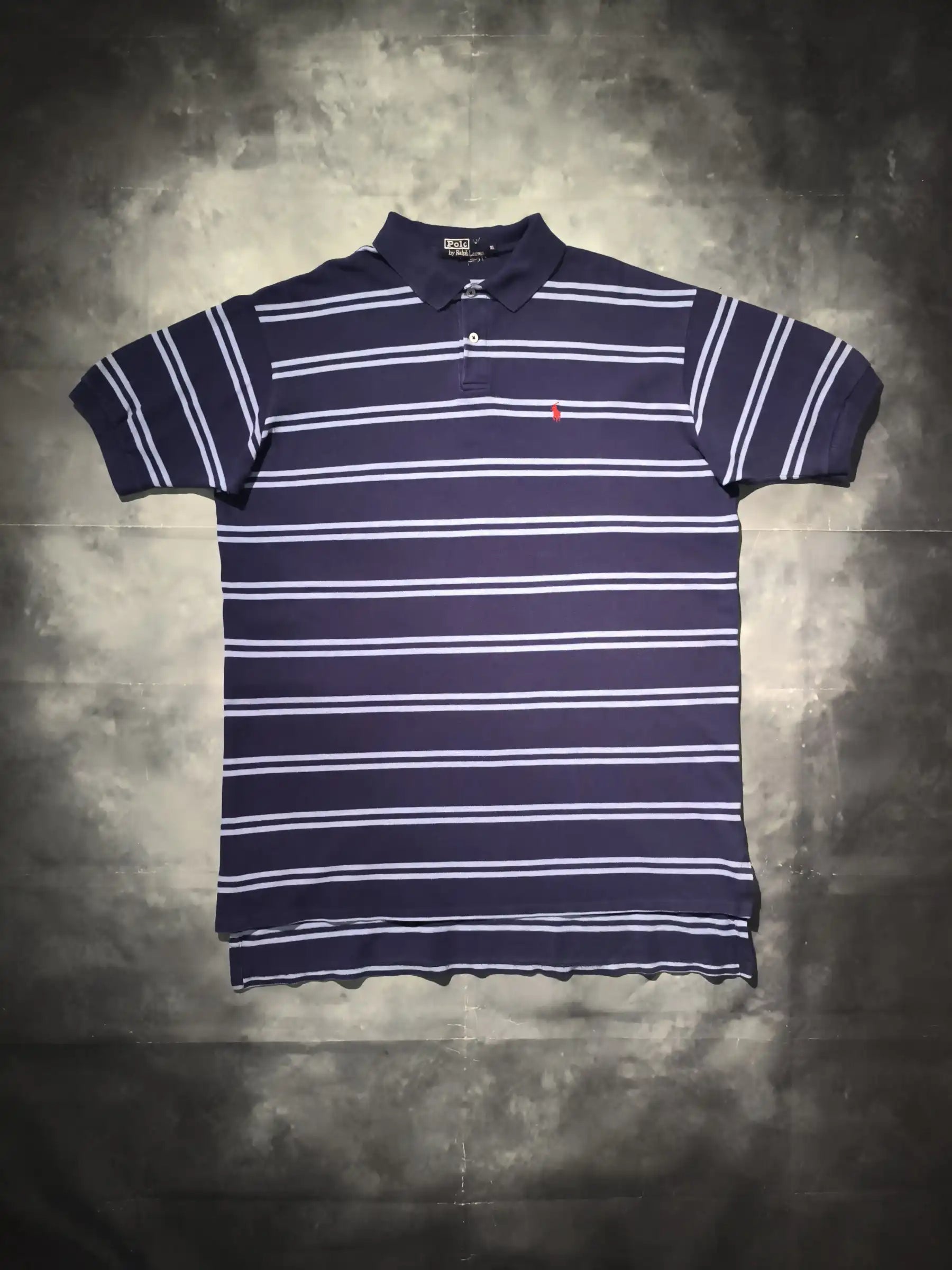 Ralph Lauren Csíkos Galléros Póló - Kék (Férfi/XL)
