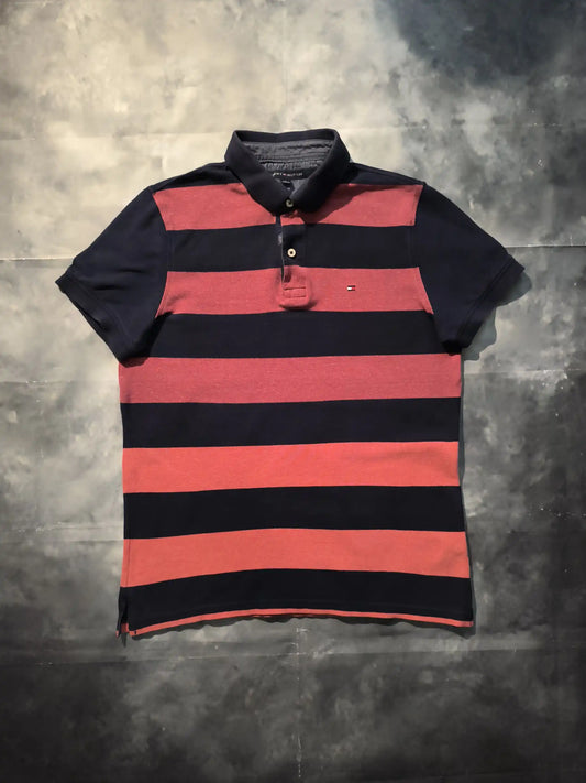 Tommy Hilfiger Csíkos Galléros Póló - Piros/Kék (Férfi/M)