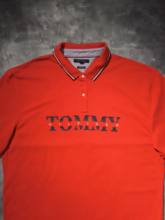 Tommy Hilfiger Custom Fit Galléros Póló - Piros (Férfi/XXXL)